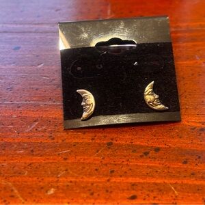 Sterling Silver Crescent Moon Stud Earrings